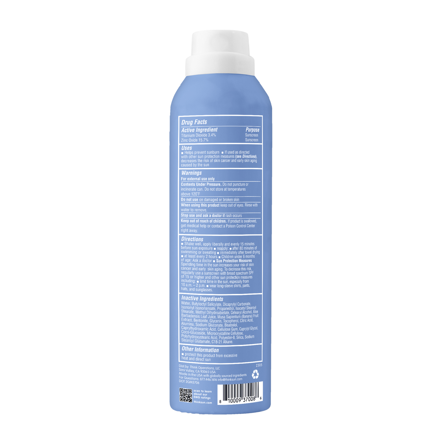 Think Sport SPF 50 All Sheer Mineral Sunscreen Spray