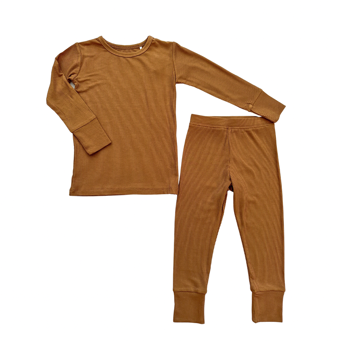 Two-Piece Pajama Set -  Caramel Ribbed