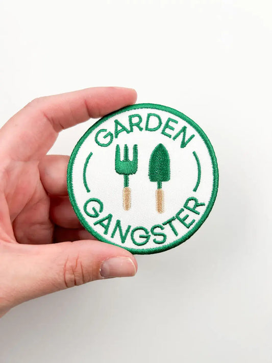 Garden Gangster Embroidered Iron On Patch Organic Farm Hats